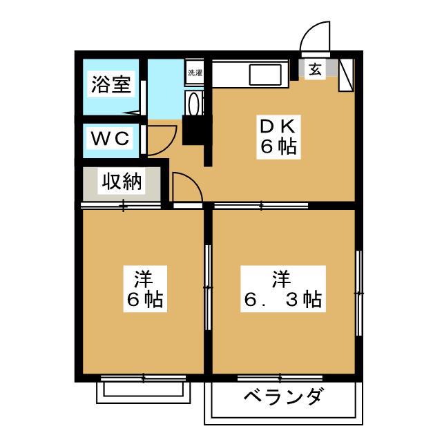 パレスさくら(2DK/3階)の間取り写真