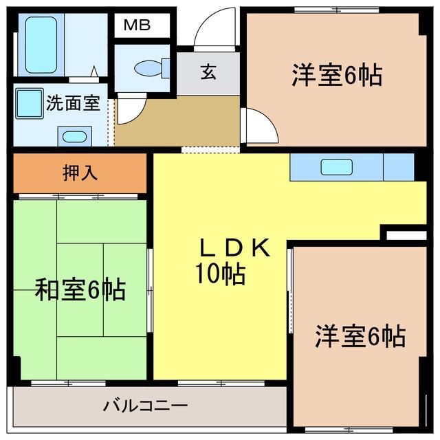 ジョイフル昭栄(3LDK/3階)の間取り写真