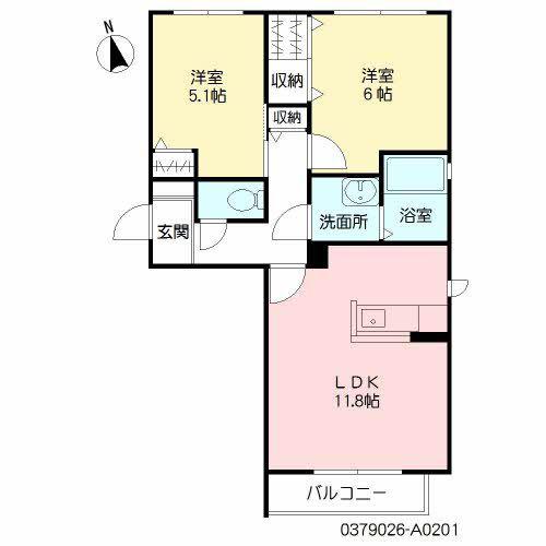 ディアノンSTAGE II (2LDK/2階)の間取り写真