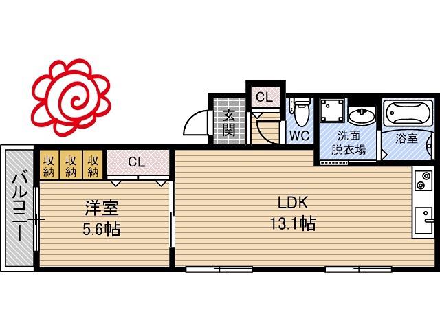 クリエオーレ諸口II(1LDK/3階)の間取り写真