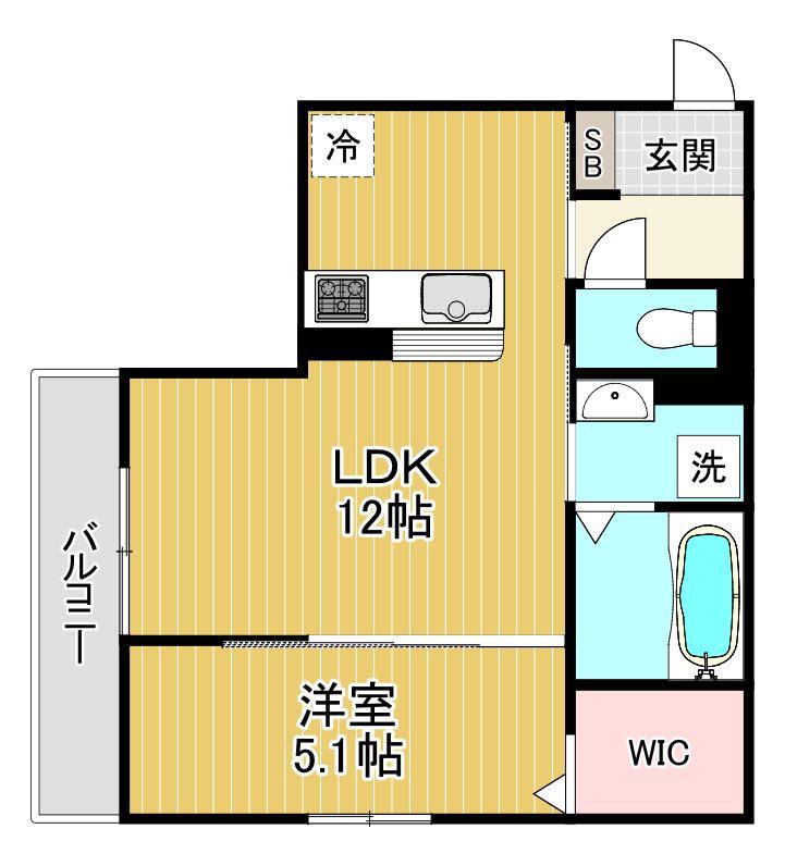 栗東市綣9丁目共同(1LDK/1階)の間取り写真