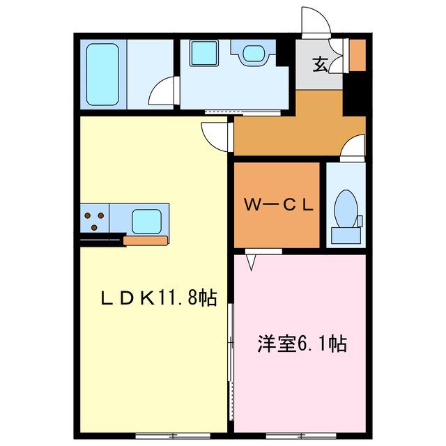 マグノリア玉垣(1LDK/1階)の間取り写真