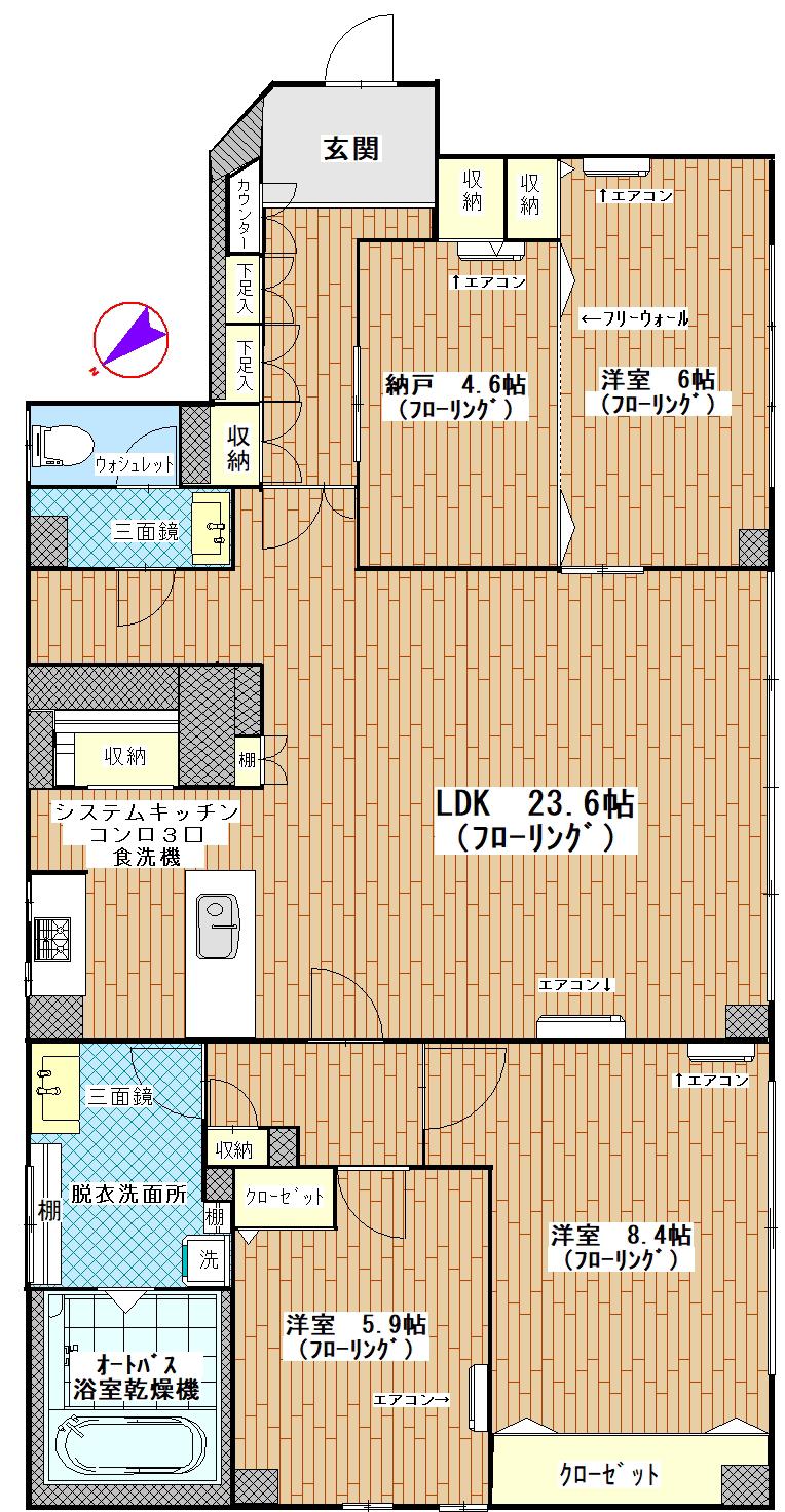 ヴェルディ駒込染井(3SLDK/1階)の間取り写真