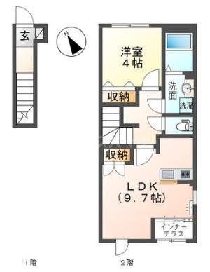 シャルマン ヒルズ(1LDK/2階)の間取り写真