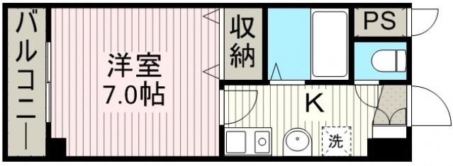 アーバンS(1K/6階)の間取り写真
