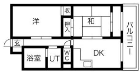 ドルチェヴィータ姫路(2DK/4階)の間取り写真