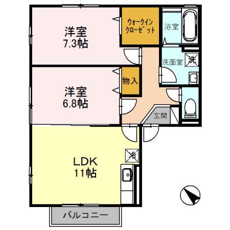 オーキッドガーデン曽根(2LDK/1階)の間取り写真