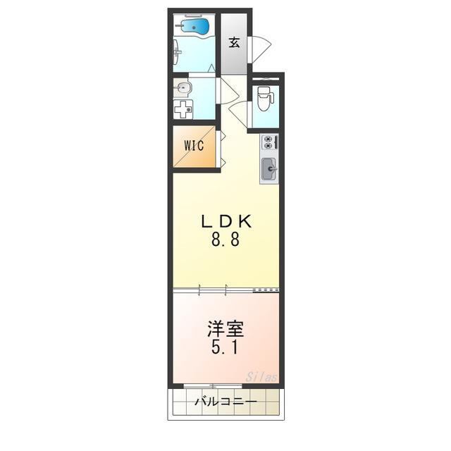 フジパレス浜寺サウスI番館(1LDK/3階)の間取り写真