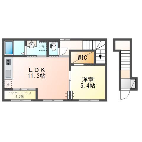 サニー・ゴード(1LDK/2階)の間取り写真