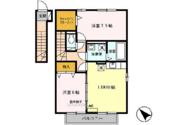 プラムパディーA棟(2LDK/2階)の間取り写真