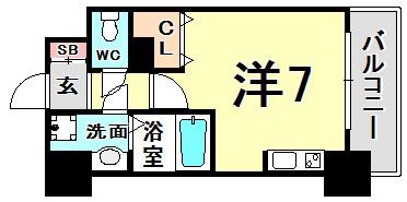 パシフィックレジデンス神戸八幡通(ワンルーム/3階)の間取り写真