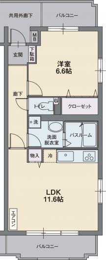 フレシール桜堤(1LDK/1階)の間取り写真