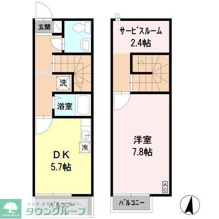 リースランド伊都 II(1DK/2階)の間取り写真