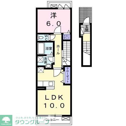 ボヌール(1LDK/2階)の間取り写真