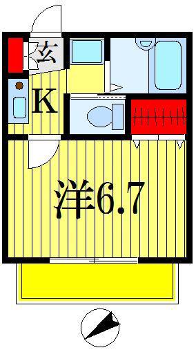 フォルス12(1K/2階)の間取り写真