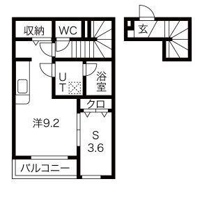 アイワテラス・アイワスクエア(1SK/2階)の間取り写真