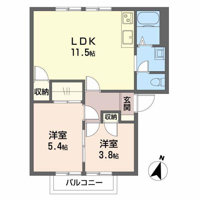 リバーヒルズ(2LDK/1階)の間取り写真