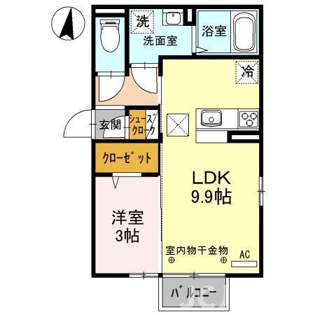 グランベルデ(1LDK/1階)の間取り写真