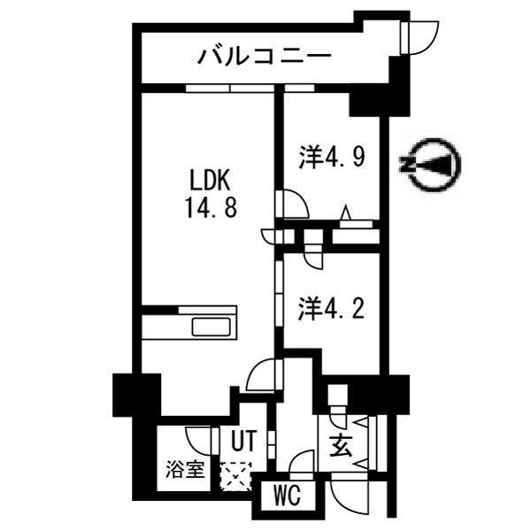 シティコート目黒(2LDK/13階)の間取り写真