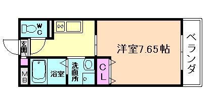 パリオ荘園(1K/2階)の間取り写真