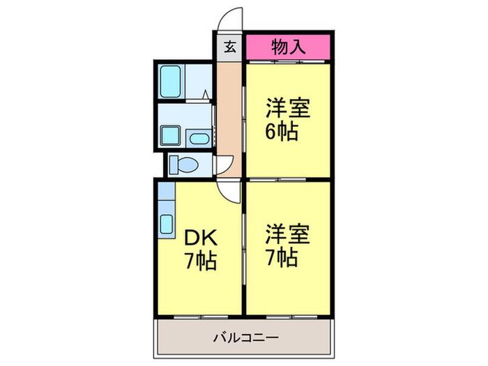 ル・モンプランタン(2DK/5階)の間取り写真
