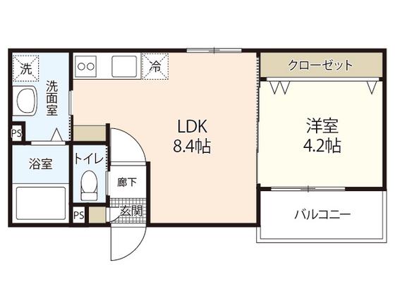 ボワヴェール八木II(1LDK/2階)の間取り写真