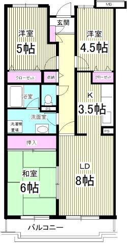 レインボーヒルズ21(3LDK/3階)の間取り写真