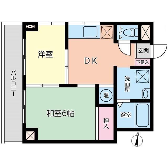 中司ビル(2DK/4階)の間取り写真