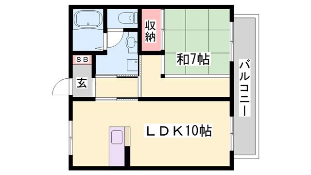 サンハイツC棟(1LDK/1階)の間取り写真