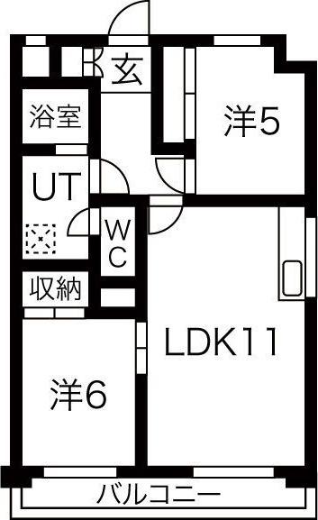 ミラベル元植田(2LDK/2階)の間取り写真