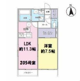 はなこーぽ清新(1LDK/1階)の間取り写真