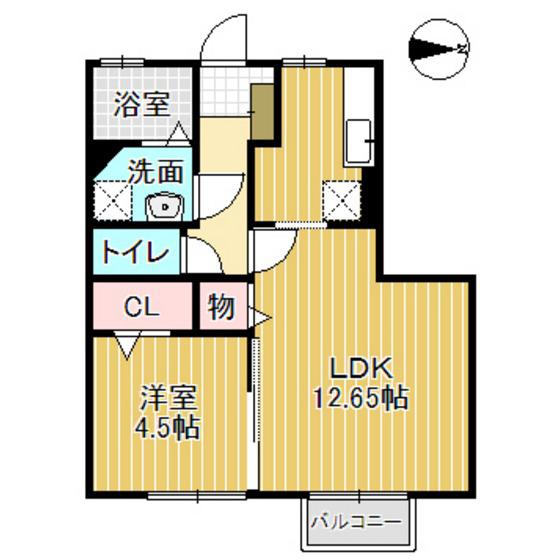 にゅうまごびれっじ E棟(1LDK/2階)の間取り写真