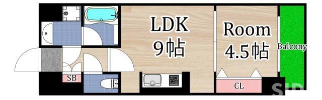 アルブル都島(1LDK/6階)の間取り写真
