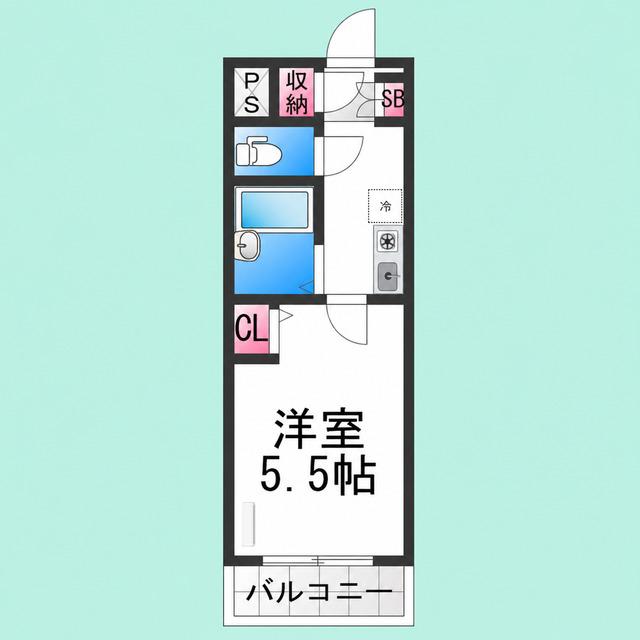パークサイド八幡(1K/5階)の間取り写真