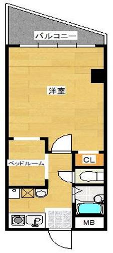 CUBE森小路(1K/2階)の間取り写真
