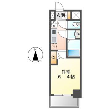 ディアレイシャス名古屋浄心II(1K/3階)の間取り写真