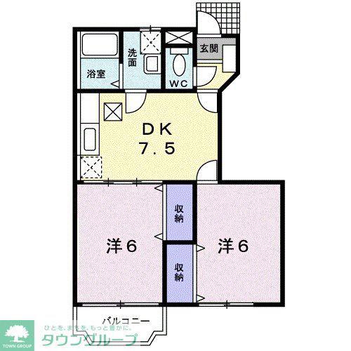 アヴェニール・K(2DK/1階)の間取り写真