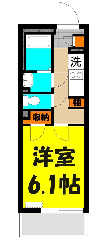 ＪＲ埼京線 与野本町駅 徒歩18分 4階建 築10年(1K/1階)の間取り写真