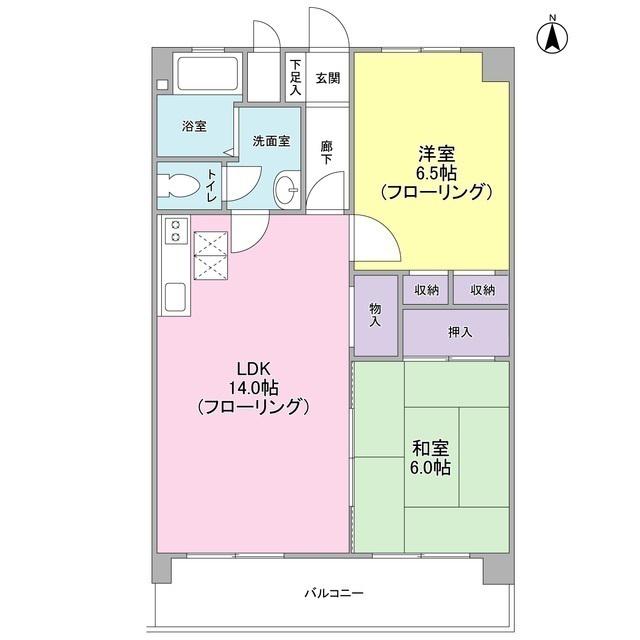 東久マンション(2LDK/2階)の間取り写真