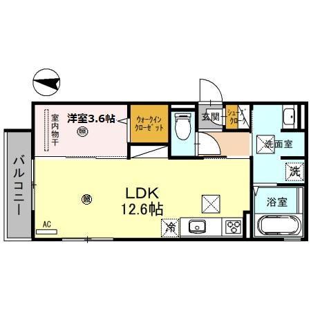 アルビネス田中町(1LDK/1階)の間取り写真