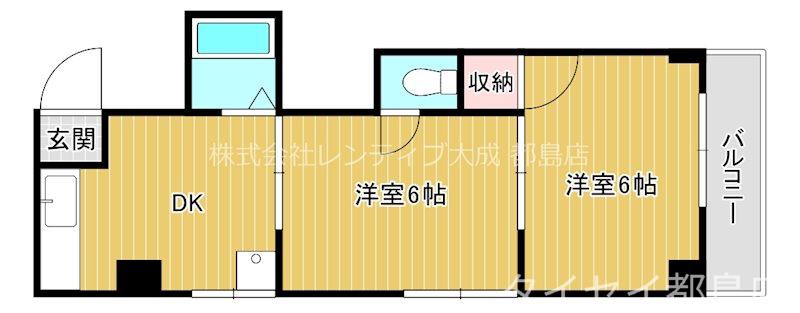 マンション第三蔵(2DK/2階)の間取り写真