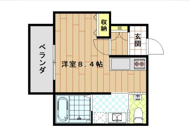 YS PRESIOUS IX(ワンルーム/1階)の間取り写真