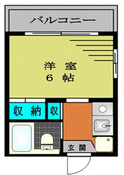 コンティニューII(1K/2階)の間取り写真