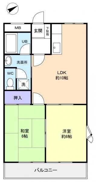 ユーカリハイツ(2LDK/1階)の間取り写真