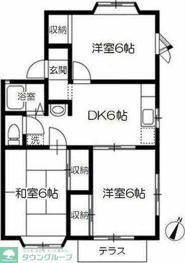 ルミエール二番館(3DK/1階)の間取り写真