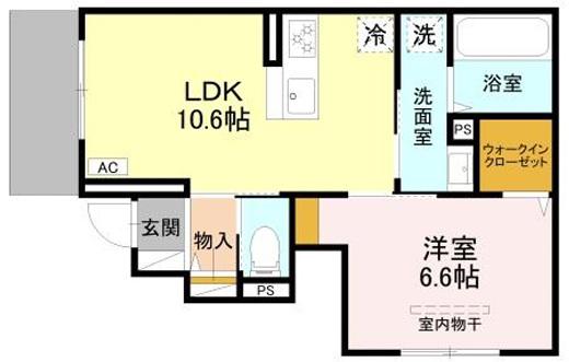 D-ROOMあいおいII(1LDK/1階)の間取り写真