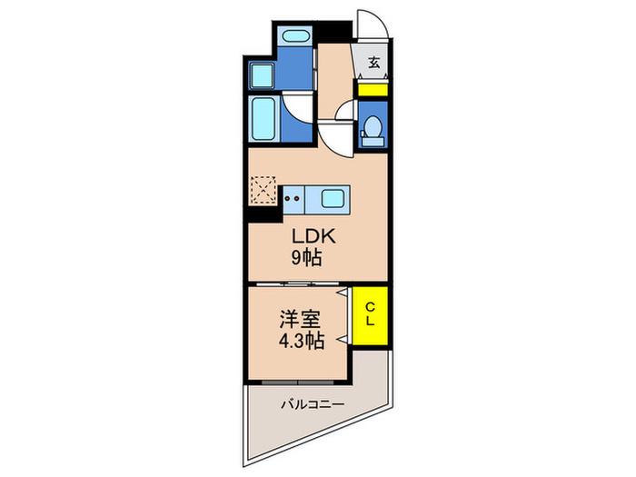 リノスタイル神戸下山手(1LDK/8階)の間取り写真