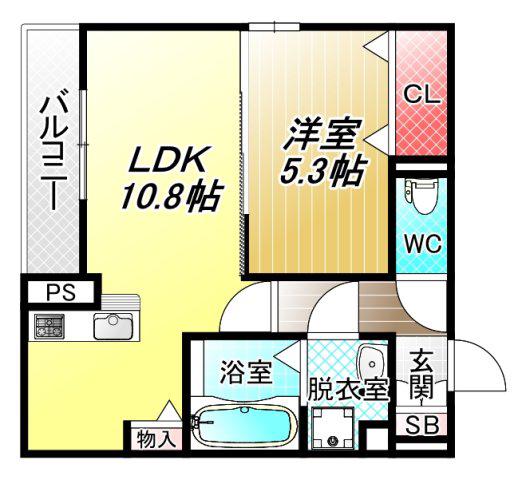 エクレール シエルA(1LDK/1階)の間取り写真