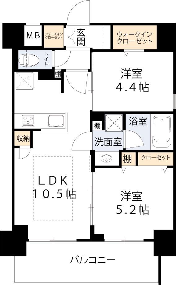 アーバネックス梅田中崎町II(2LDK/9階)の間取り写真