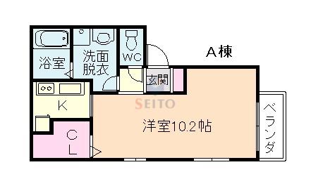 アペルトコートA(1K/2階)の間取り写真